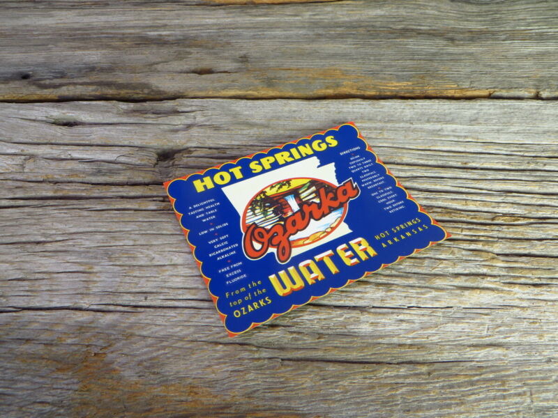 Ozarka Water Bottle Label Hot Springs Arkansas Vintage Advertising 