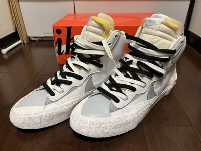 sacai × NIKE BLAZER MID WHITE Brand New-Nike Blazer Mid x Sacai White Grey Men's US Size