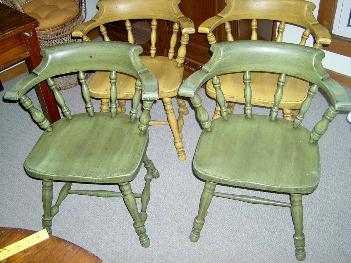 Set of 4 Ethan Allen Dining Chairs Vintage Firehouse Windsor American Foliage