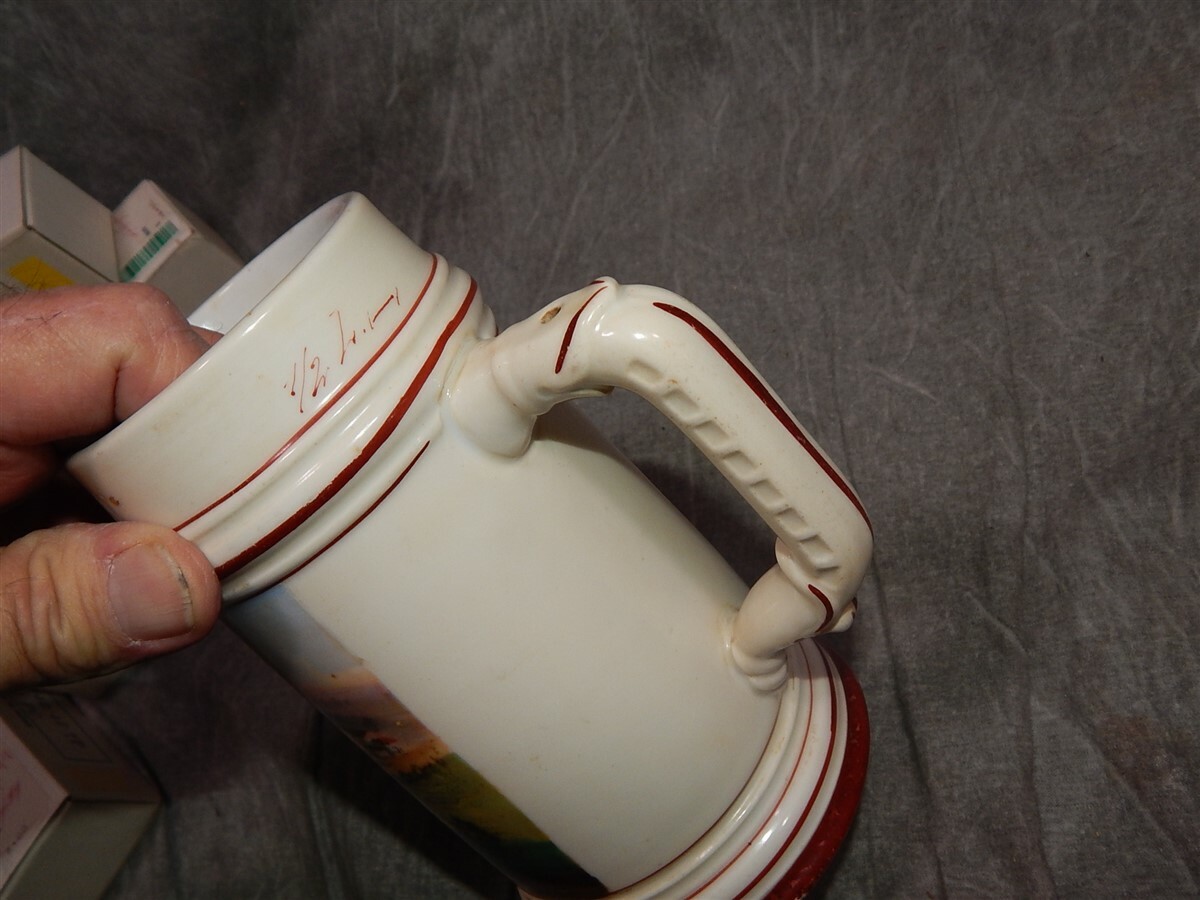 RARE KULMBACHER Export Bierbrauerei Brewery Stein Lithophane 19th century