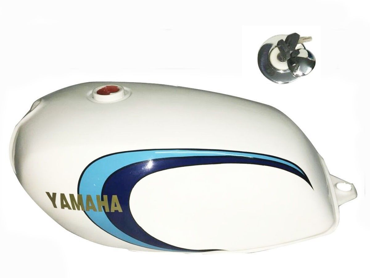 Yamaha RD 350 White Painted Petrol Fuel Tank With Cap Reproduction  