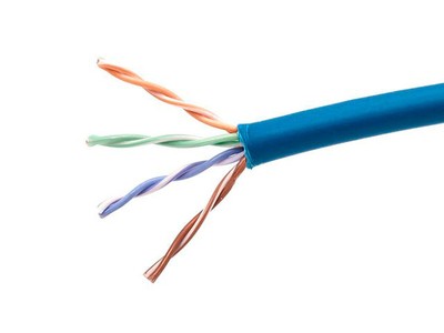 Cat5e Ethernet Bulk Cable Solid 350Mhz UTP CMP Plenum Copper 24AWG 1000ft Blue