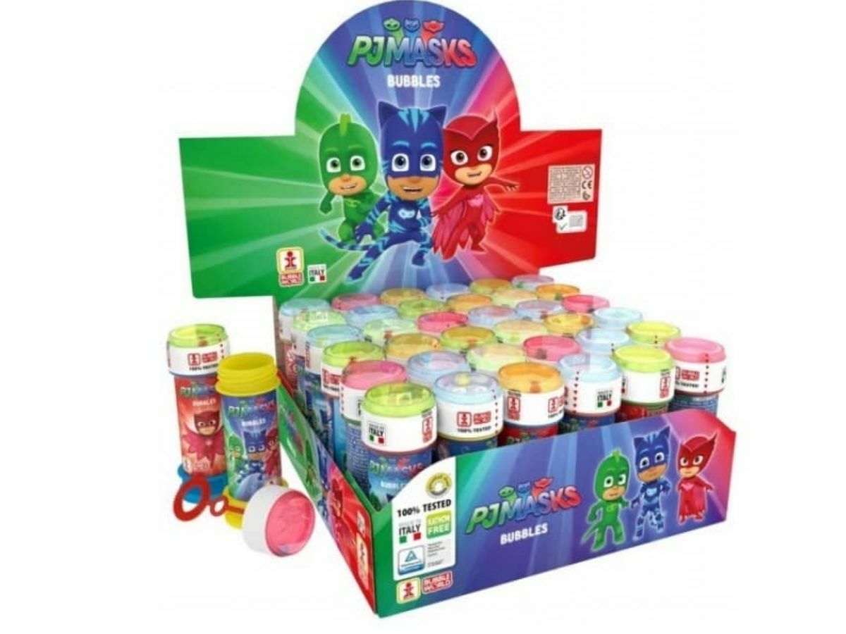 Bolle Di Sapone PJMasks Confezione 36 Pz Flacone 60 Ml Gadget Party hmj