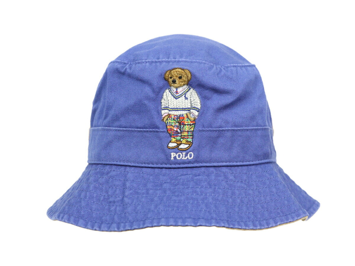 Кепка-панама Polo Ralph Lauren Polo Bear Preppy Bear Safari - Синяя с коричневой отделкой