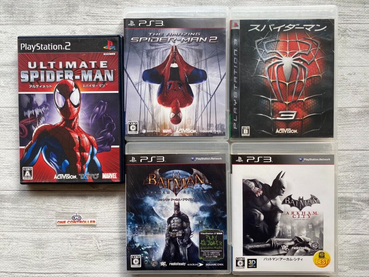 新品未開封　PS2   スパイダーマン Sony PlayStation2 Spider Man 1 2 3 w/Card Lot Of 3 PS2 JP