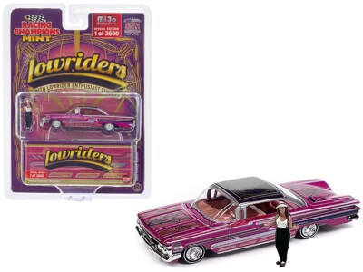 RACING CHAMPIONS 1:64 1960 CHEVROLET IMPALA LOWRIDERS HOT PINK METALLIC W/ BLACK