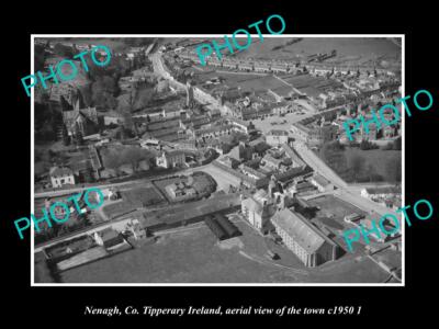 OLD LARGE HISTORIC PHOTO NEAGH TIPPERARY IRELAND, AERIAL VIEW OF TOWN c1950 2