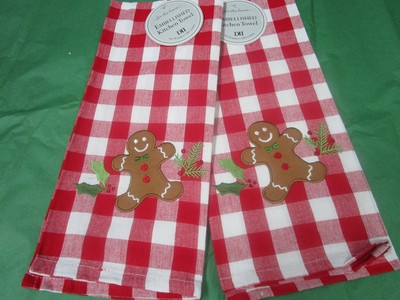 ** CHRISTMAS Kitchen Towels ** Gingerbread Man Towels"   *SET of 2*  NEW  by DII