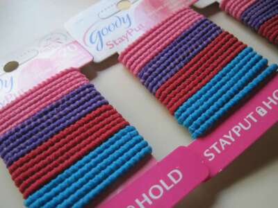 20 Goody Ouchless Stay Put Ponytailer Hair Bands Skinny Pastel Color Slide Proof