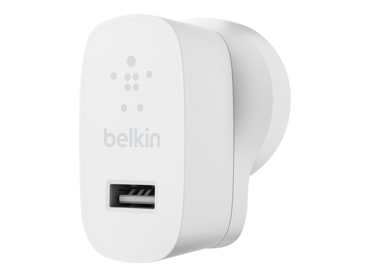 BELKIN 1 PORT WALL CHARGER, 12W, USB-A (1), BOOST CHARGE, WHITE, 2YR