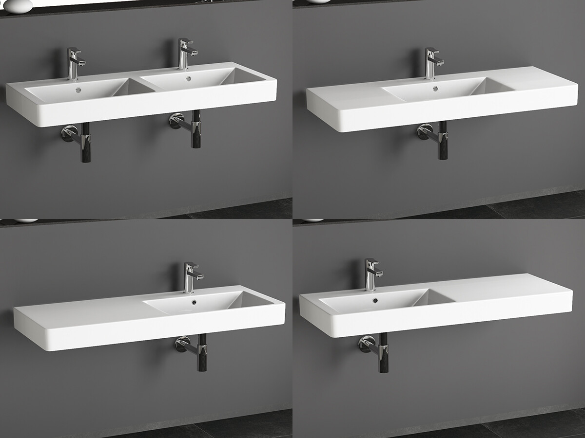 Design Keramik Waschtisch 120 cm Waschbecken Doppelwaschbecken