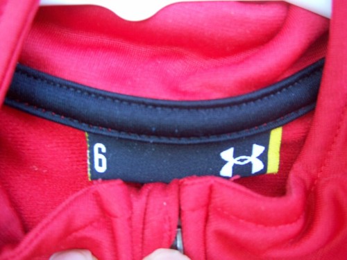 UNDER ARMOUR red zip front track suit jacket only~size 6~black trim~