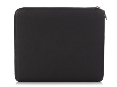 NEW! RARE! Hermes Leather Briefcase,  Black, iPad Attachment, Agenda