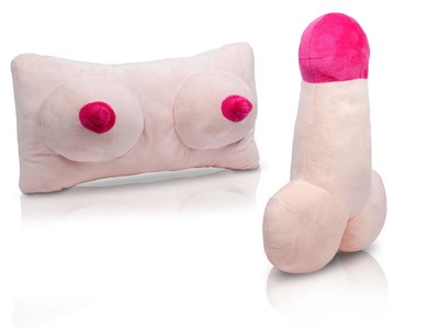 Plüsch-Penis Busenkissen Nackenrolle Couch-Kissen Scherzartikel Brüste Pimmel