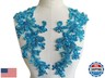 Handmade Shining Rhinestones lace Applique Patches Sewing Beads Sequins Stone Trim Accessories for Wedding Dress one Pair/Bag (Sky Blue)