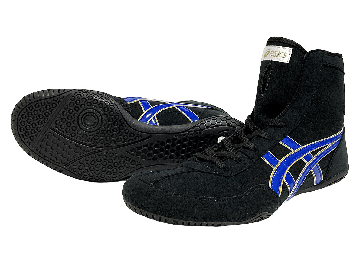 Pre-owned Asics 1083a001  Wrestling Shoes Black×royal Blue Line Edge Gold Ex-eo Successor