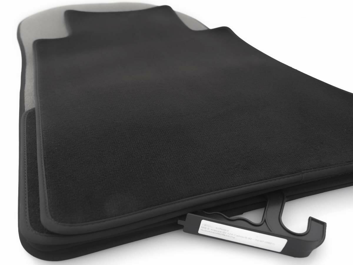 Fußmatten Mercedes W124 Coupe C124 (1985-1995 ) Original Qualität Zubehör Velours Automatten, 4x Schwarz