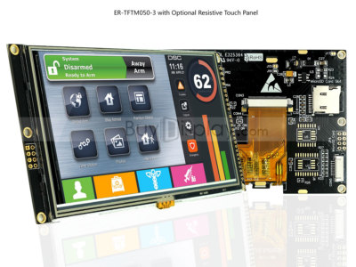 5''5.0 inch WVGA 800x480 TFT LCD Module Touch Display,I2C,Serial SPI w/Tutorial