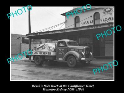 OLD LARGE HISTORIC PHOTO OF RESCHS BREWERY BEER TRUCK c1940s SYDNEY NSW
