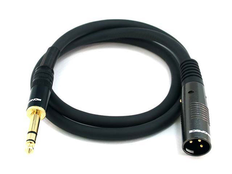 Monoprice XLR Male to 1/4-Inch TRS Male Cable - 3 Feet - Black, 16AWG, Gold Plat