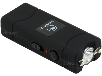 VIPERTEK Stun Gun Micro Mini BLACK VTS-881 390 BV Rechargeable LED Flashlight