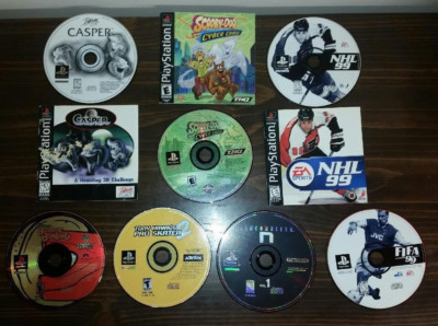 Sony PlayStation 1 Game Bundle Tony Hawk Flintstones Bowling, Scooby Doo, Casper