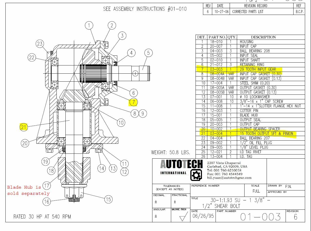 Bush Hog Rotary Cutter gearbox gear set 030036/030037, (03-003/004)
