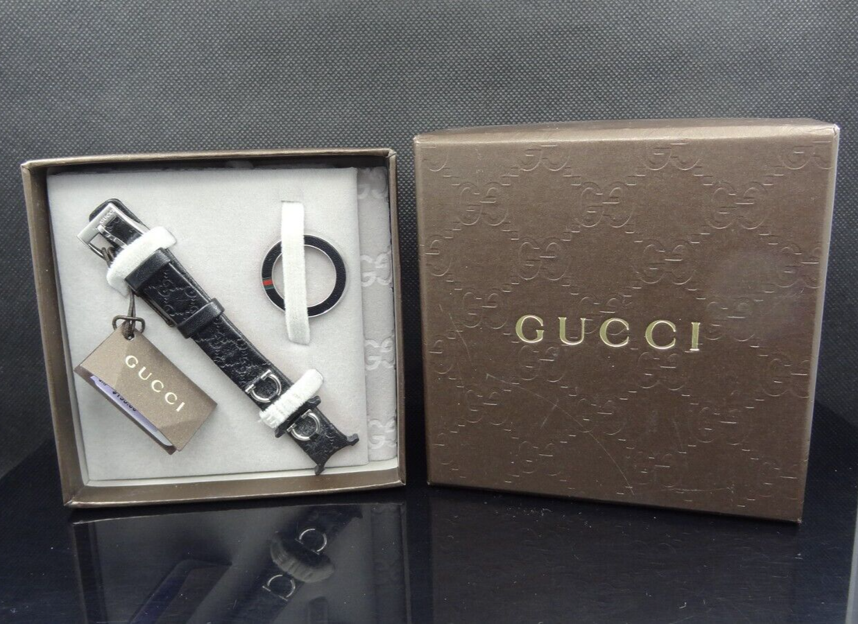 GUCCI U-Play Kit 129 Small Black Leather Watch Strap & Bezel GUCCI U-Play Kit 129 Small Black Leather Watch Strap & Bezel