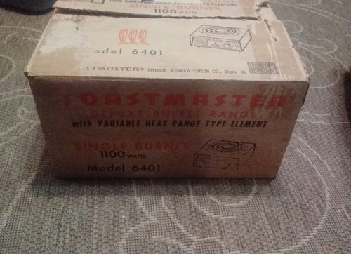 Vintage Toastmaster deluxe  buffet range.  Single burner 1100 watts.  Model 6401