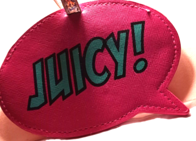 Juicy Couture luggage tag ID tag holder. Bright Pink Turquoise Silver