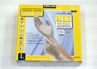 400 Count Kirkliad Signature Nitrile Latex-Free Exam Mulit-Purpose Gloves LARGE