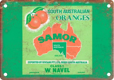 Samor South Australian Oranges 14'' x 10'' Reproduction Metal Sign N508