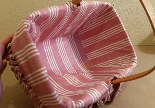 Longaberger 1999 Basket Pink with White Stripes Liner Protector 10 3/4