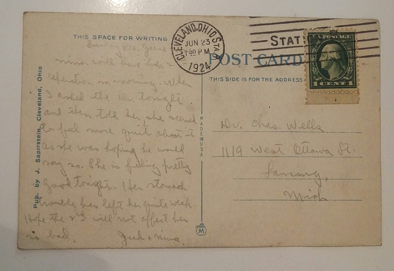ANTIQUE Vintage DATED 1924 Sports Postcard Baseball Brookside Park Cleveland OH.