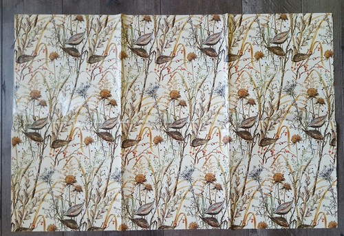Vintage Hallmark Card Inc Flat Wrapping Paper Milkweed Thistle Berries NOS
