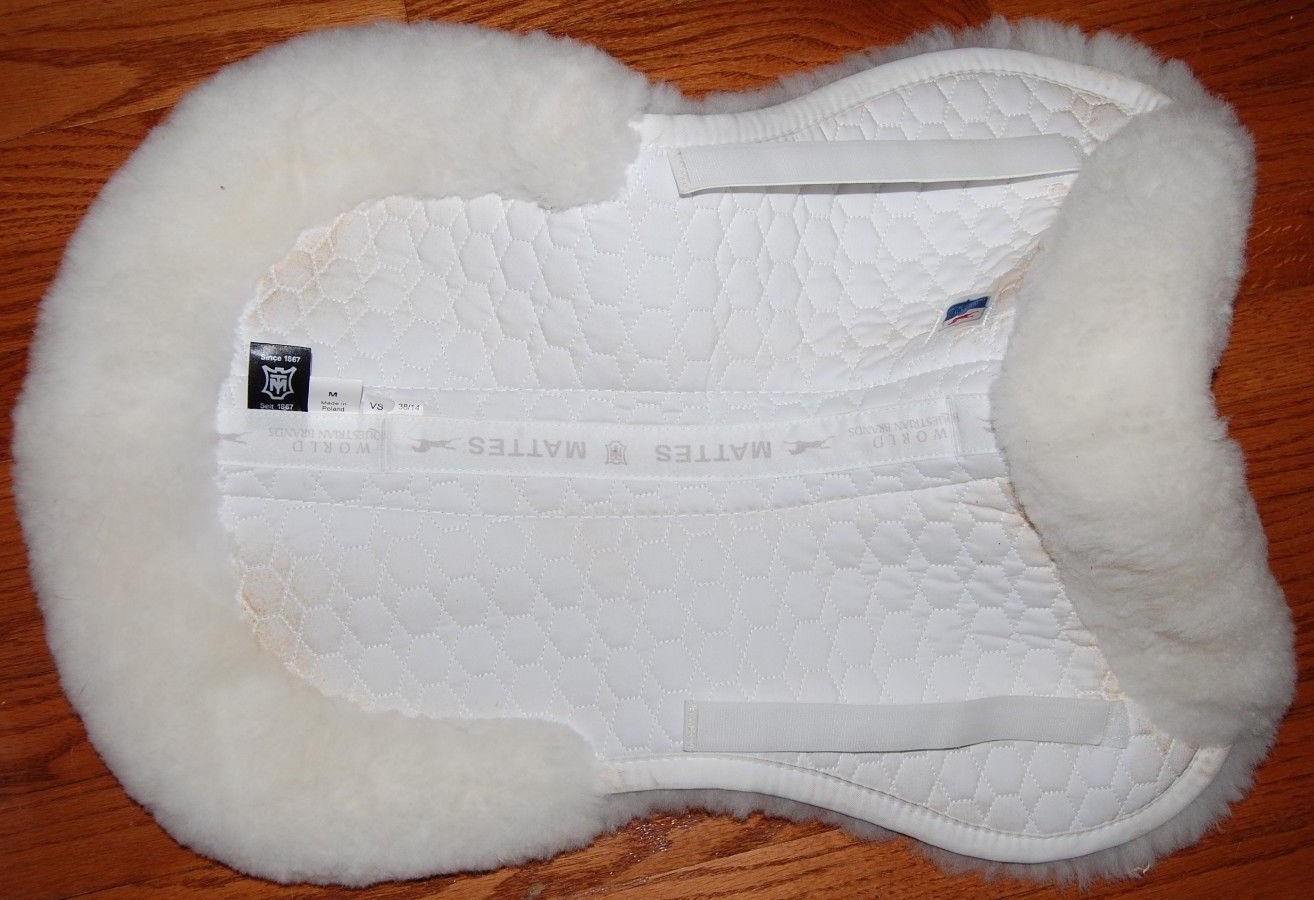 NEW E.A. Mattes Platinum All-Purpose White Half Pad w/ Rear Trim Sheepskin~Med