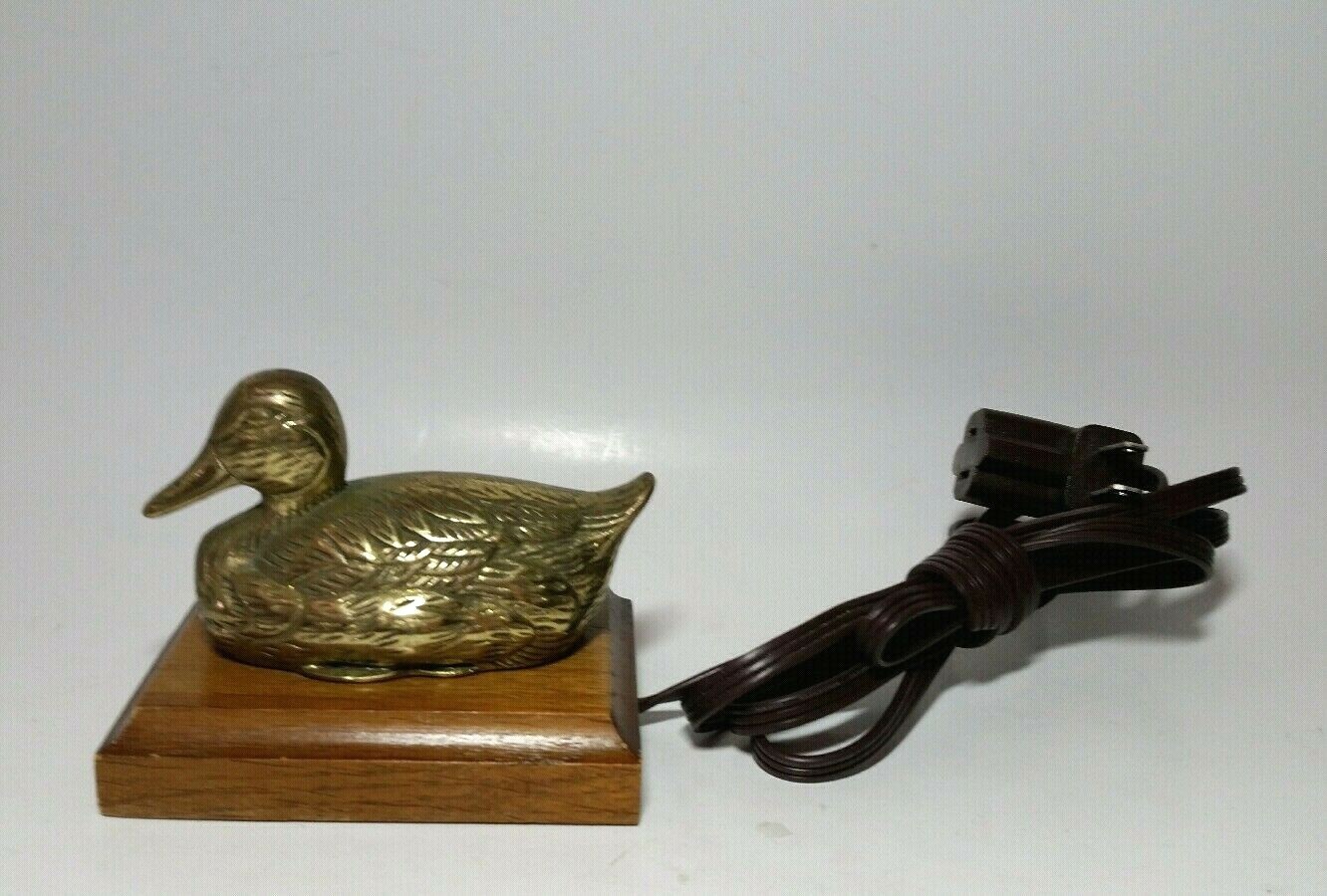 Vintage Wood Brass Duck Light Lamp Tap Dimmer On Off Electric Extension Cord