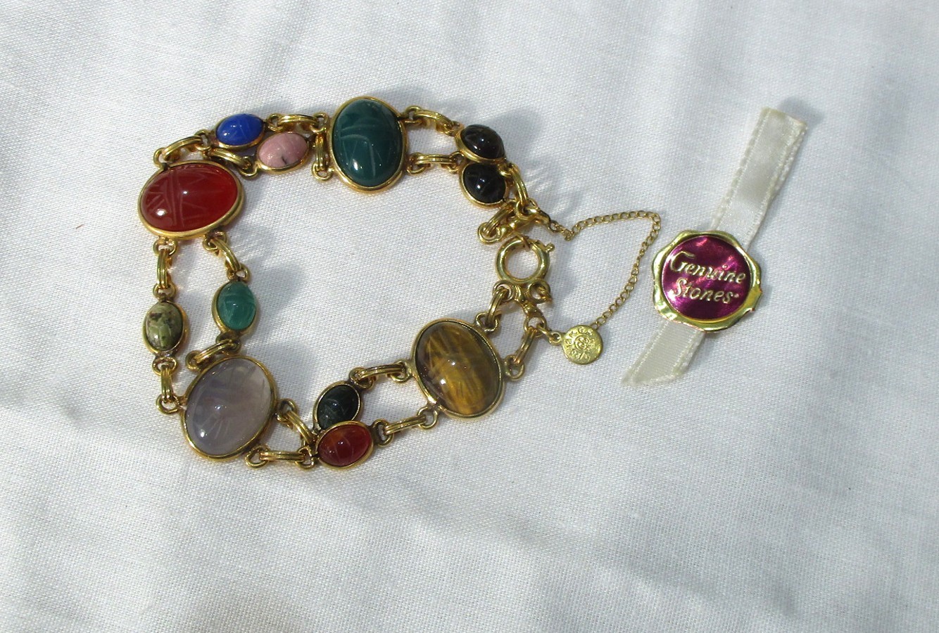 Vintage Curtis Creation 12KGF Genuine Stone Bracelet