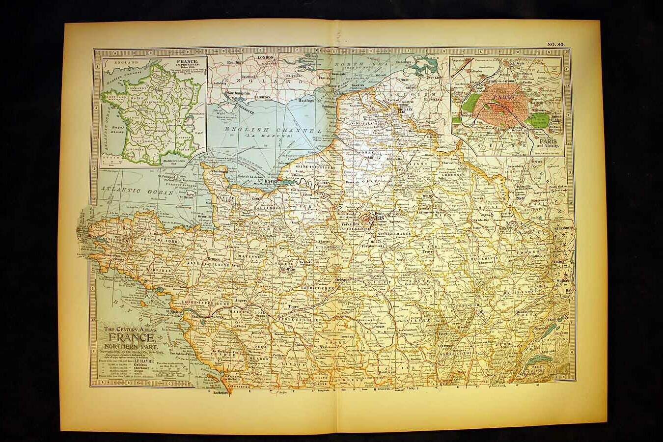 France Northern Part Antique Color Map 1898 12¾