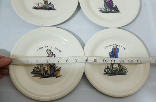 Edwin Knowles Fiesta Plates Paul Revere Lafayette John Paul Jones Mary Pitcher 4