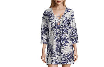 Porto Cruz Lace-Up Tunic Jersey Swimsuit Cover-Up Dress Size S Msrp $42.00  