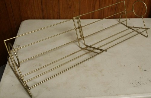 Long Vtg Atomic 45 Vinyl Record CD Book Wire Rack, Adjustable Telescoping Design