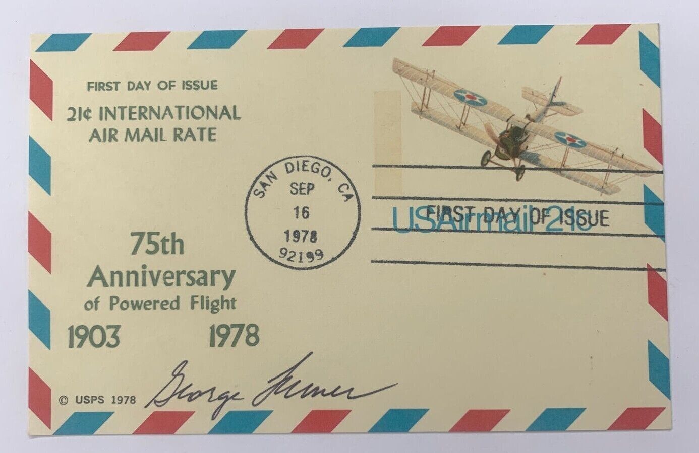 75th Anniversary of Powered Flight 21 Cent Airmail Cover San D...