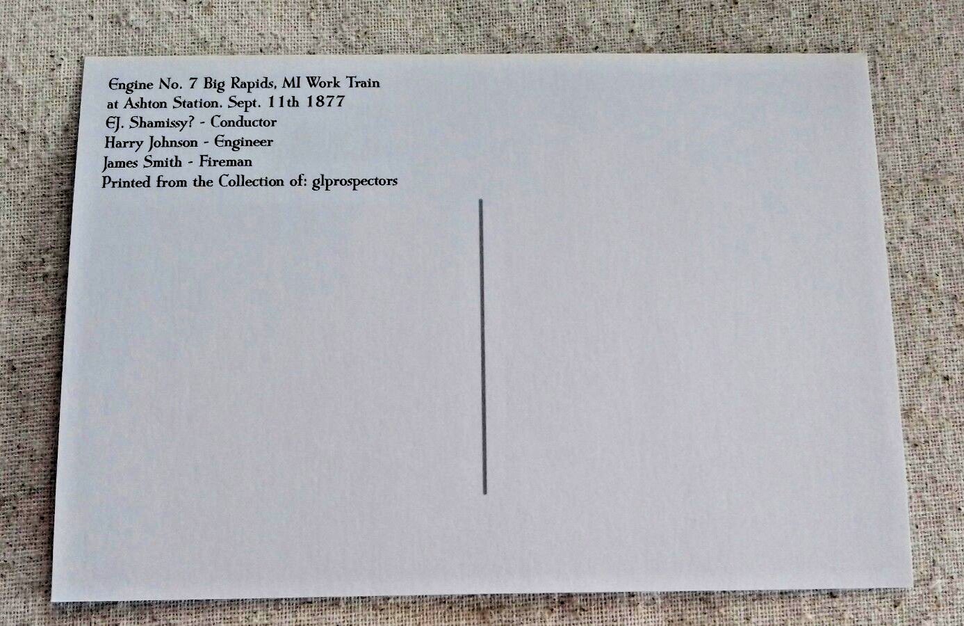 1877 Engine No.7 Big Rapids Michigan Work Train Ashton Station 6