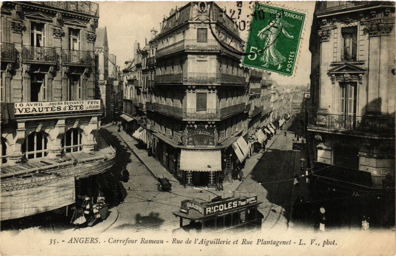 Cpa Angers - Carrefouur Rameau - Rue De L'Aiguillerie Et Rue Plantaget (296807)