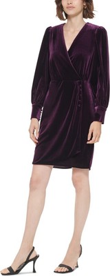 

Женское бархатное платье с пуговицами Calvin Klein, цвет баклажан,  года, Aubergine