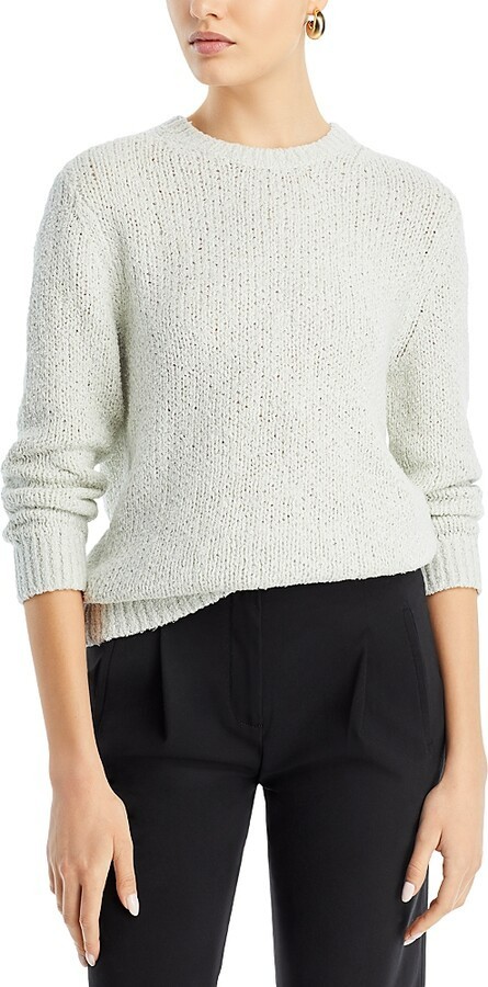 Theory Shrunken Crewneck Sweater Women's P Reed Ribbed Hem Linen Blend Pullover - Picture 1 of 14