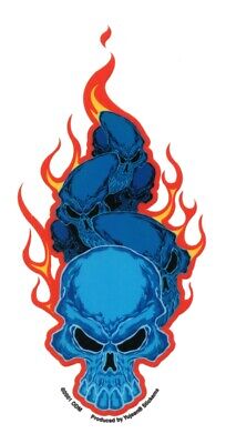 BLUE FLAMING SKULLS Tackle Box RC Tablet COMPUTER Sticker Vinyl MOTORCYCLE Decal