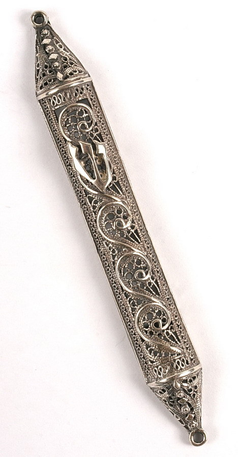 925 Silver Jewish Mezuzah Yemen Ethnic Filigree Art,Kosher Mezuza Made in Israel