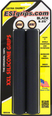 ESI XXL Extra Chunky Grips: Black 8.25'' Long Silicone Memory Bike Grip